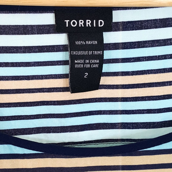 Torrid multi striped draped open back dolman top - Picture 5 of 5